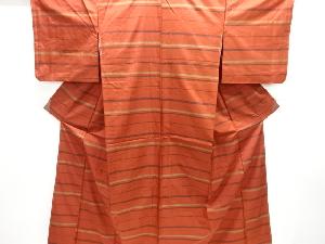 横段織り出し米沢紬着物・道行コートアンサンブル